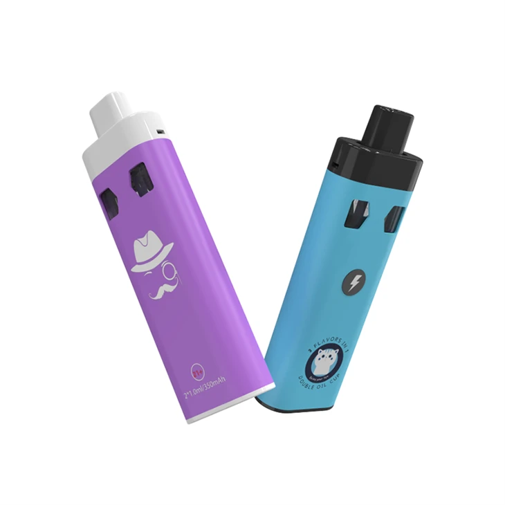 China Factory Empty CBD Disposable Vape THC D8 2ML Type C USB Rechargeable Vaping Device,1ml+1ml Double Flavors in One Device
